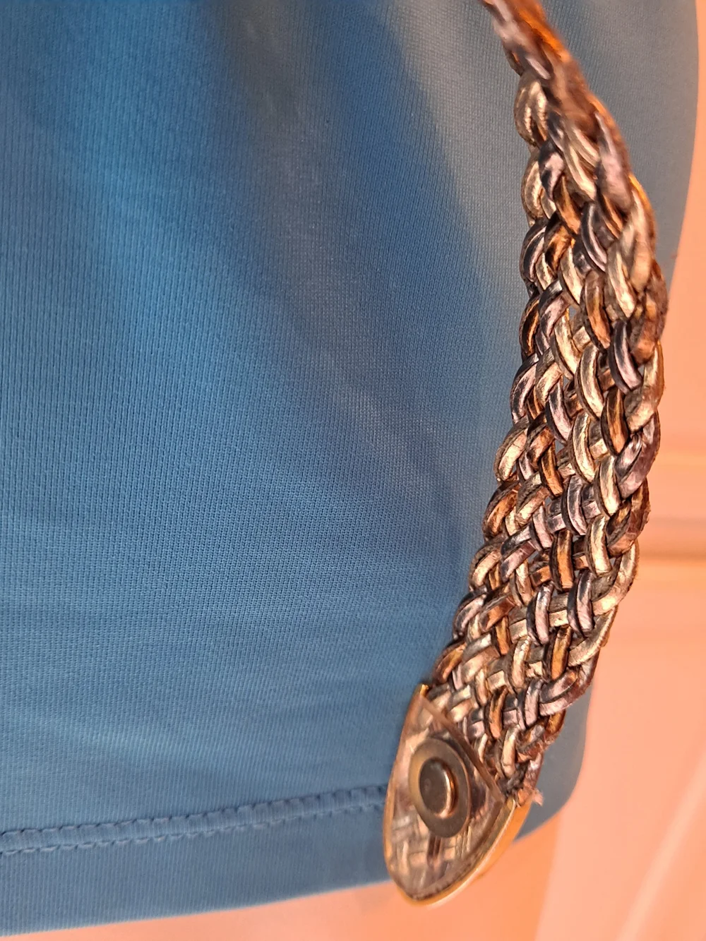 Omega Vintage 80s 90s Tri-tone Metallic Gold Silver Bronze Braided Belt
